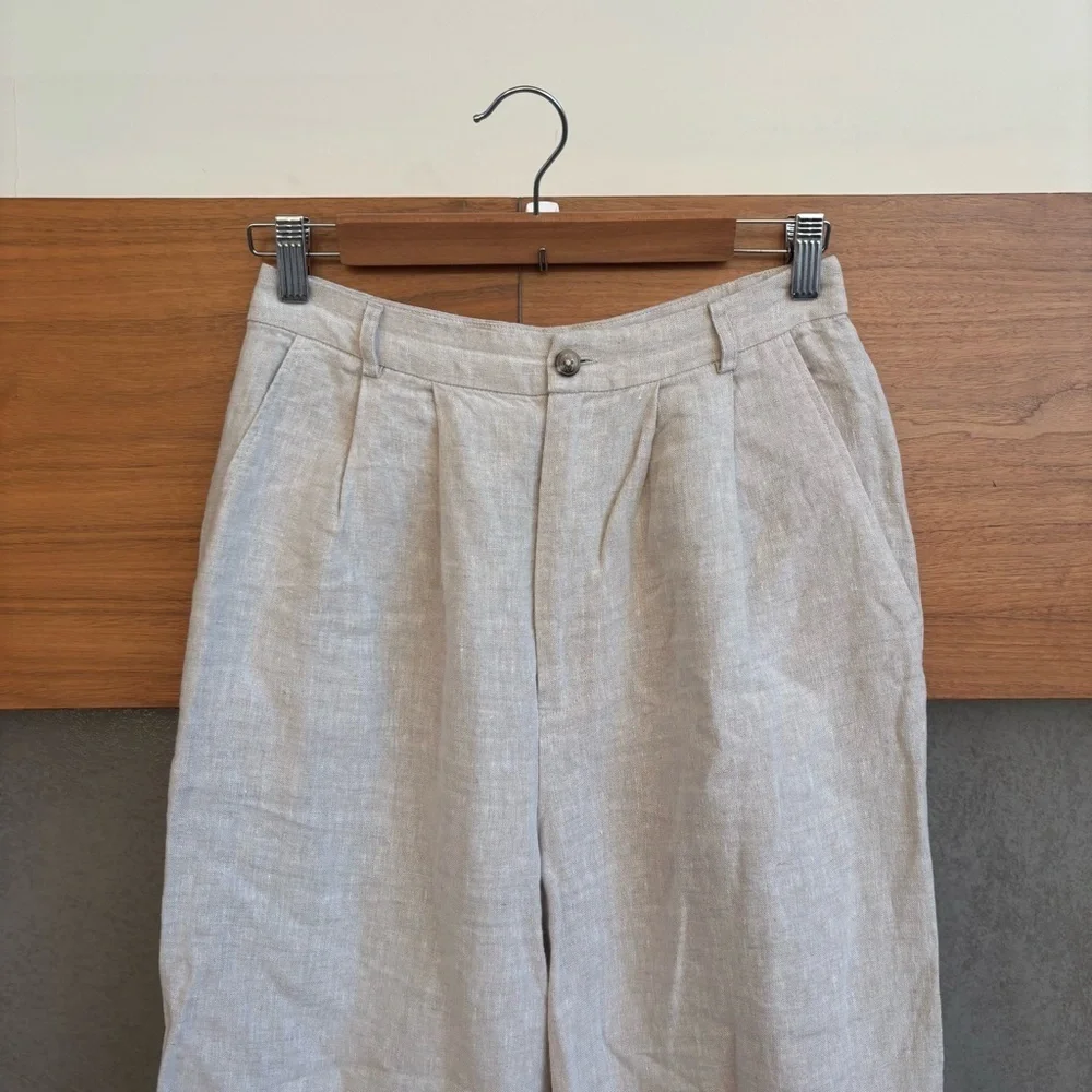 Reformation Alex Linen Mid Rise Pant, Size 6
